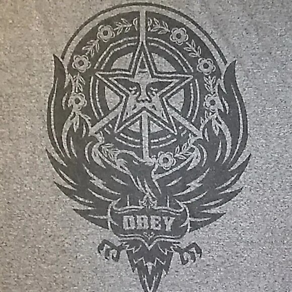 Obey Gray Logo y2k Scoop Neck T-shirt - Picture 2 of 4